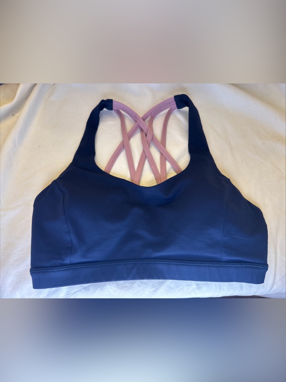 Lululemon Free To Be Serene Bra *Light Support, Size 6 Navy Blue & Lilac Strappy